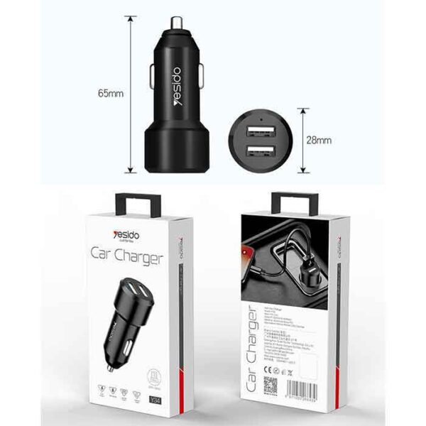 YESIDO 2PORT CAR CHARGER Y34