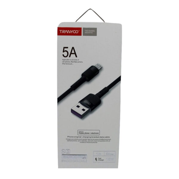کابل USB به micro-usb ترانیو مدل S5 طول 1 متر ۵ آمپر