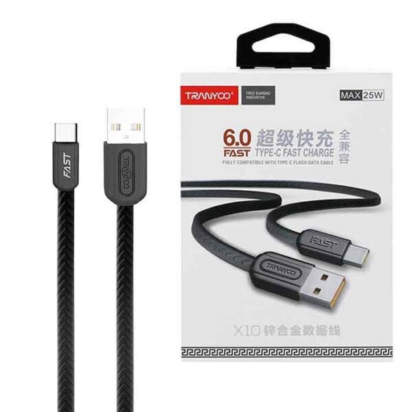 کابل USB به Type-C ترانیو مدل X10 طول 1متر 6آمپر 25 وات