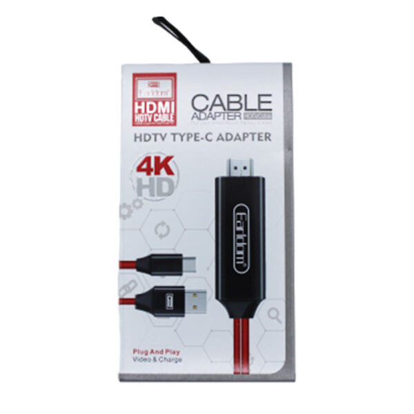 کابل HDMI به تایپ سی Earldom ET-W12 4K HD Cable.