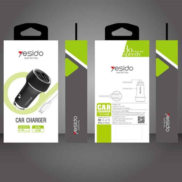 خرید شارژر فندکی یسیدو Yesido Y30 Car Charger توان 2.4 آمپر همراه کابل