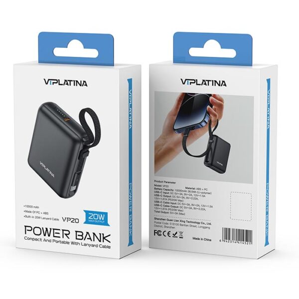 پاوربانک 20W وی آی پلاتینا VIPLATINA VP20 ظرفیت 10000 میلی آمپر ساعت