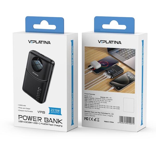 پاوربانک 22.5W وی آی پلاتینا VIPLATINA VP19 ظرفیت 10000 میلی آمپر ساعت (1) پاوربانک 22.5W وی آی پلاتینا VIPLATINA VP19 ظرفیت 10000 میلی آمپر ساعت